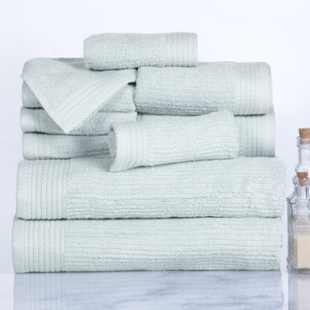 HASTINGS HOME Hastings Home Ribbed 100 Percent Cotton 10 Piece Towel Set - Seafoam 984649RDG